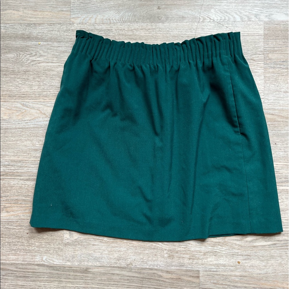 J. Crew Factory Dark Green Elastic Waist Mini Skirt